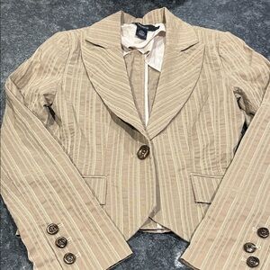 Arden B Tan Striped Women's Blazer